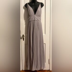 Lulu's Gray Pleated Maxi Dress